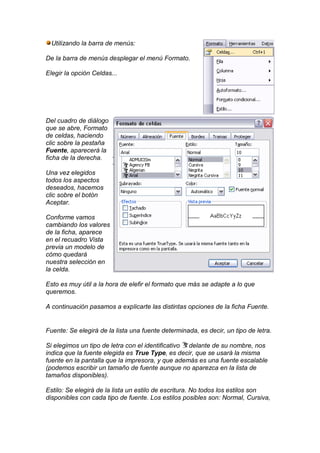 El programa de  excel