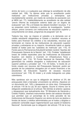 El proyecto de reforma a la ley 30