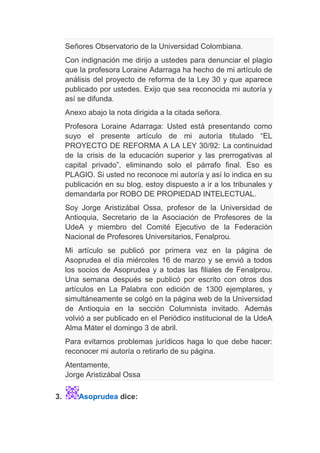 El proyecto de reforma a la ley 30