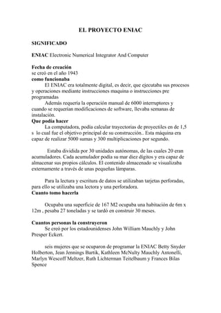 El proyecto eniac | PDF