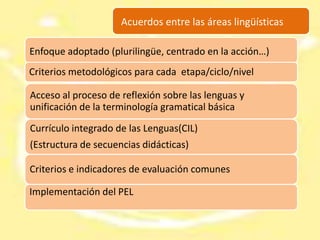Acuerdos entre áreas lingüísticas y no lingüísticas