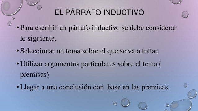 Que Es Un Parrafo Inductivo Ejemplos