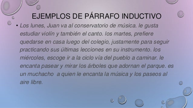 El párrafo inductivo