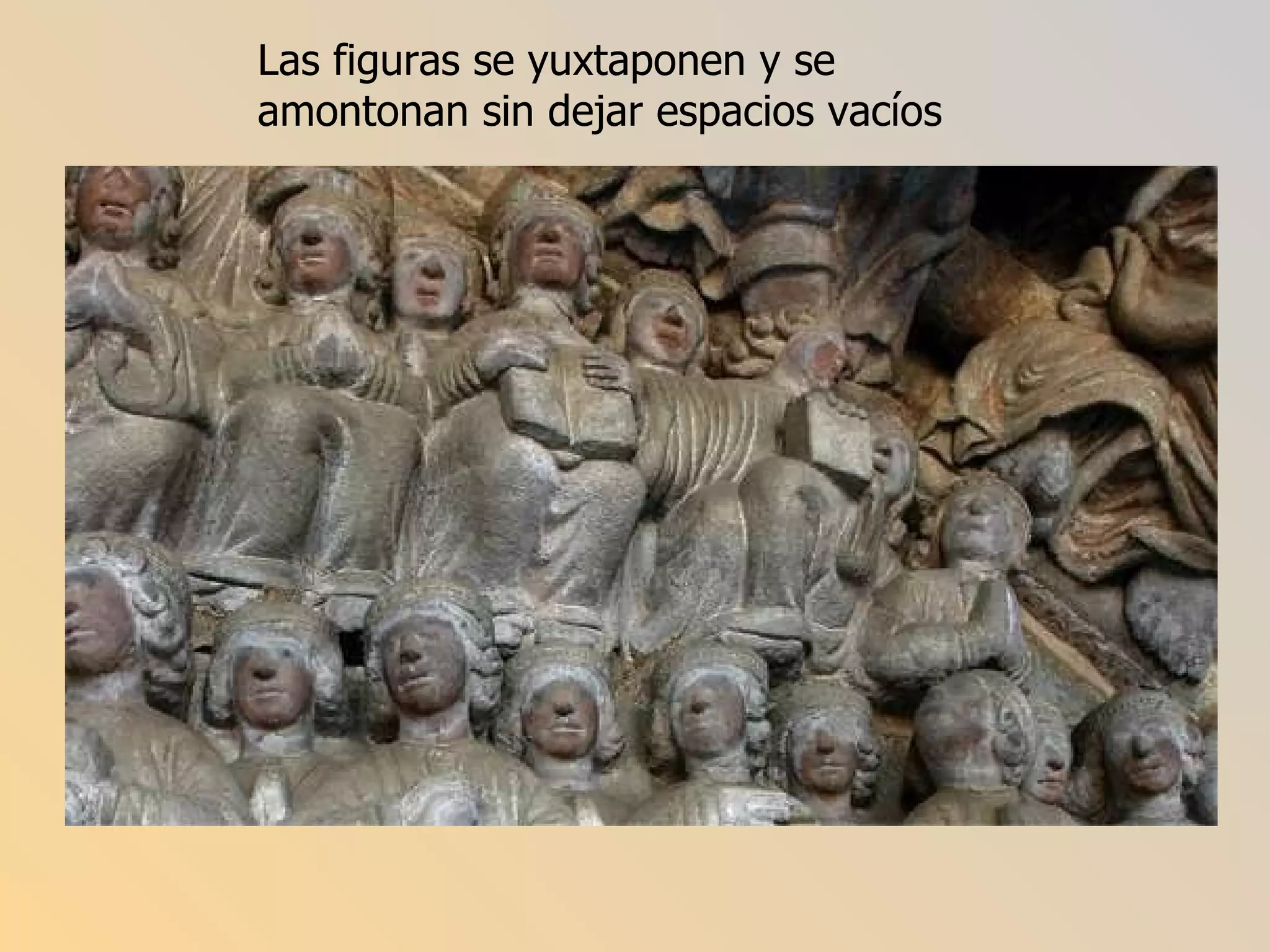 Las figuras se yuxtaponen y se amontonan sin dejar espacios vacíos 