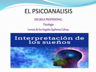 EL PSICOANALISIS
ESCUELA PROFESIONAL:
Psicología
Lorena de los Angeles QuiñonesCalvay.
 