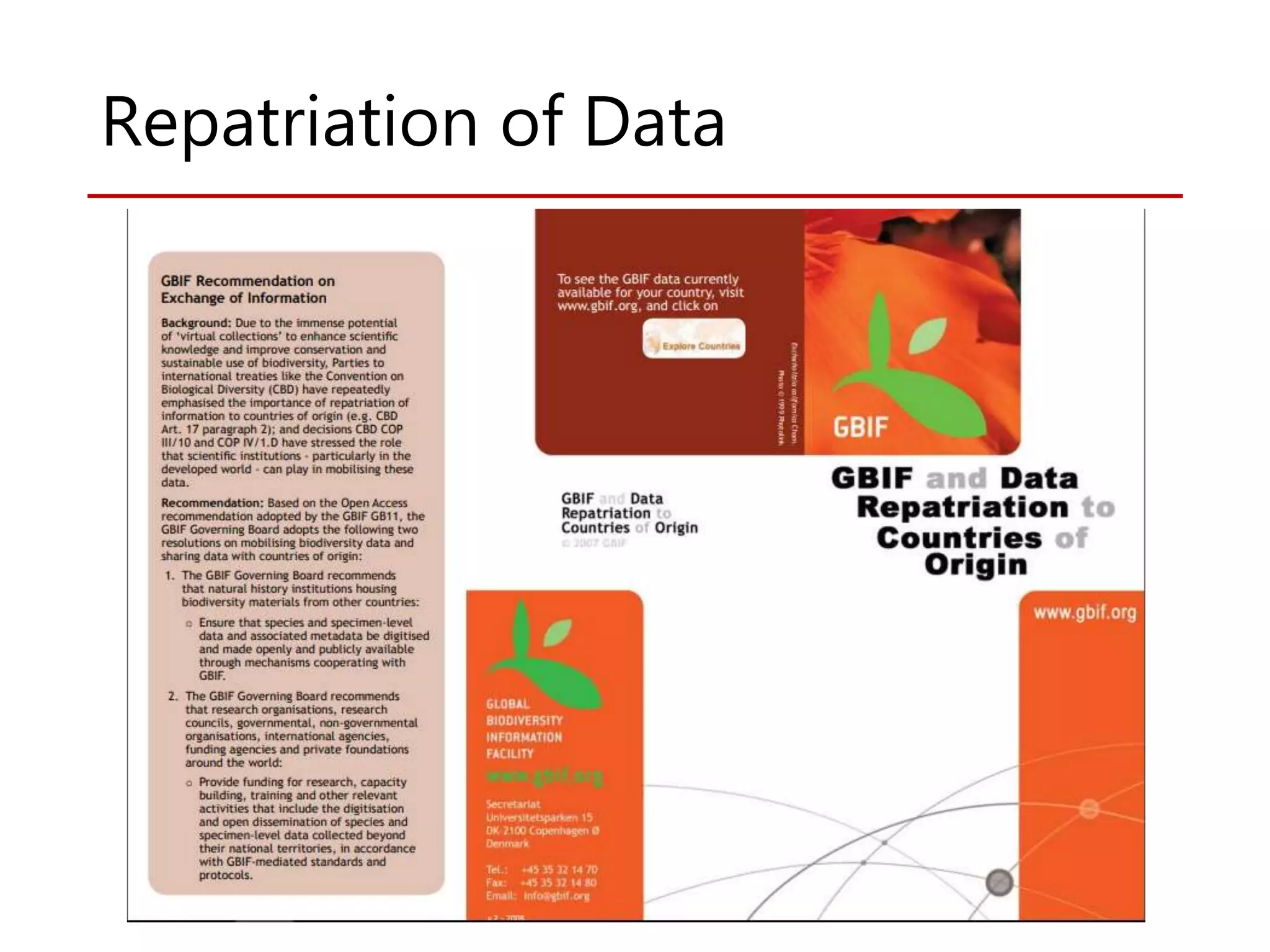 Repatriation of Data
 