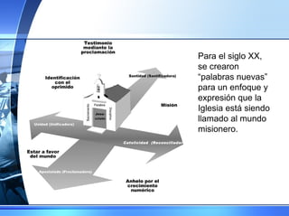 Para el siglo XX, se crearon “palabras nuevas”  para un enfoque y expresión que la Iglesia está siendo llamado al mundo misionero.  