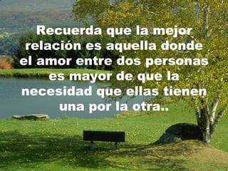 Recuerda que la mejor relación es aquella donde el amor entre dos personas es mayor de que la necesidad que ellas tienen una por la otra.. 