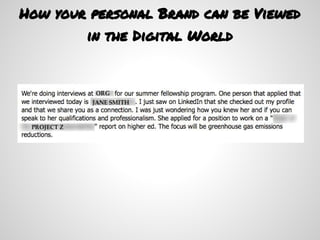 How your personal Brand can be Viewed
        in the Digital World
 