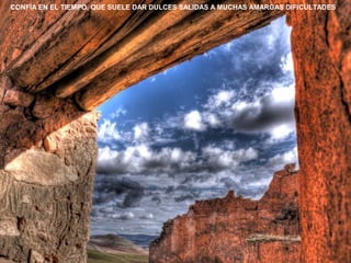 CONFÍA EN EL TIEMPO, QUE SUELE DAR DULCES SALIDAS A MUCHAS AMARGAS DIFICULTADES 
 
