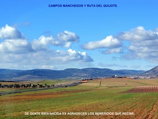 CAMPOS MANCHEGOS Y RUTA DEL QUIJOTE. 
DE GENTE BIEN NAC IDA ES AGRADECER LOS BENEFICIOS QUE RECIBE. 
 