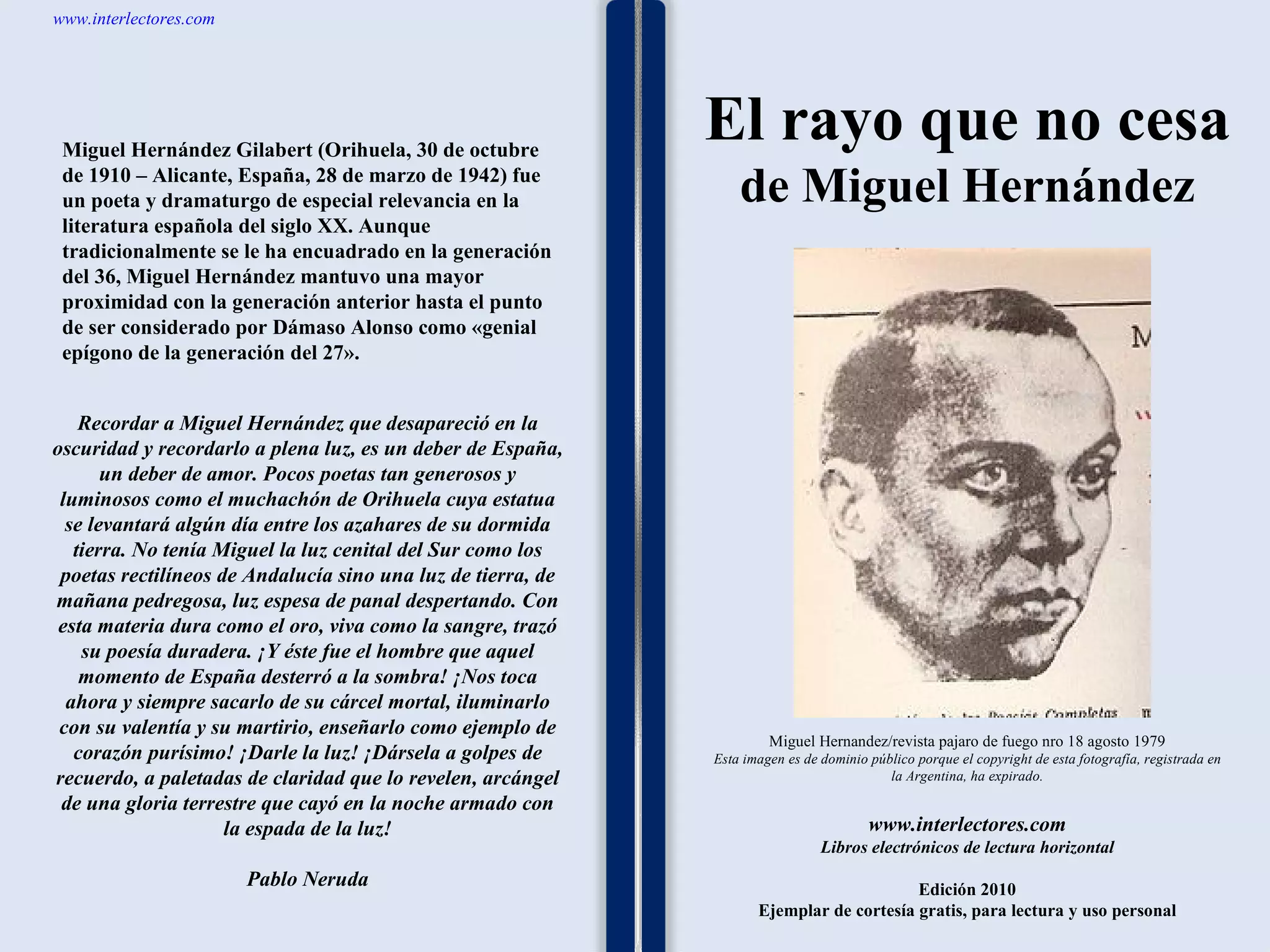El Rayo Que No Cesa De Miguel Hernandez | PPT