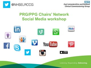 PRG/PPG Chairs’ Network
Social Media workshop
@NHSELRCCG
 