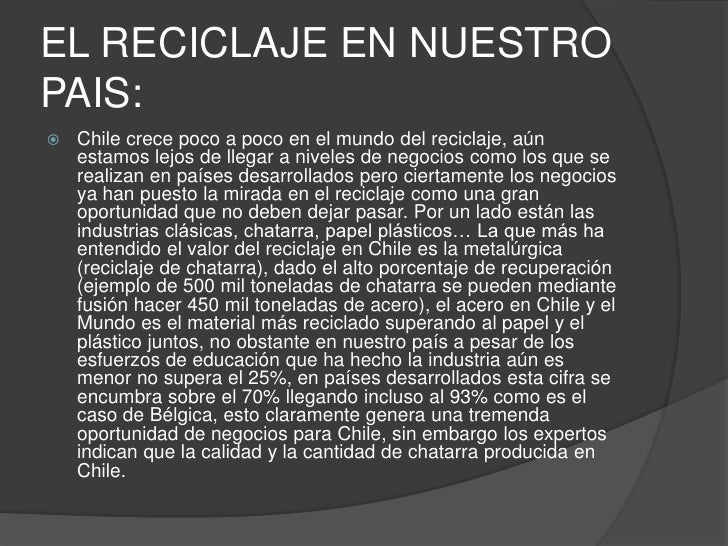 El reciclaje en chile
