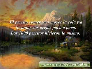 El perrito comenzó a mover la cola y a levantar sus orejas poco a poco. Los 1000 perritos hicieron lo mismo.  