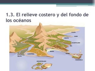 1.3. El relieve costero y del fondo de
los océanos
 