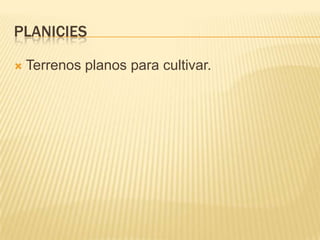 PLANICIES


Terrenos planos para cultivar.

 