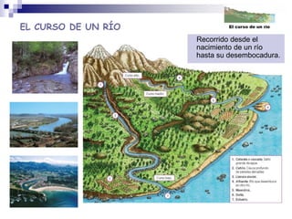 EL CURSO DE UN RÍO
Recorrido desde el
nacimiento de un río
hasta su desembocadura.
 
