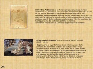 El  Hombre de Vitruvio  es un famoso dibujo acompañado de notas anatómicas de Leonardo da Vinci realizado alrededor del añ...