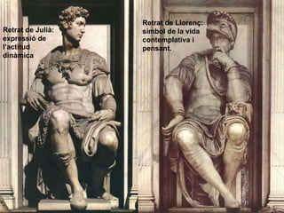 Retrat de Julià: expressió de l’actitud dinàmica Retrat de Llorenç: símbol de la vida contemplativa i pensant. 