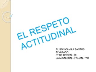 ALISON CAMILA SANTOS
ALVARADO
Nº DE ORDEN : 29
LA ASUNCION – PALIAN-HYO
 