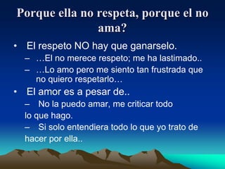 CICLO ALIENANTESIN AMOREL reacciona				ELLA reaccionaSIN RESPETOEL CICLO ALIENANTE