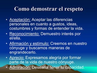 Porque ella no respeta, porque el no ama?El respeto NO hay que ganarselo.…El no merece respeto; me ha lastimado..…Lo amo pero me siento tan frustrada que no quiero respetarlo…El amor es a pesar de.. No la puedo amar, me criticar todolo que hago. Si solo entendiera todo lo que yo trato dehacer por ella..