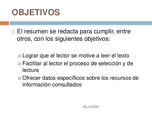COEM 3001 El resumen