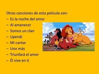 Otras canciones de esta película son:
– Es la noche del amor
– Al amanecer
– Somos un clan
– Upendi
– Mi cantar
– Uno más
– Triunfará el amor
– Él vive en ti
 