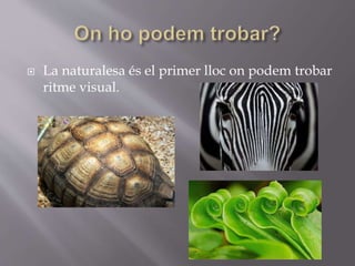  La naturalesa és el primer lloc on podem trobar
ritme visual.
 