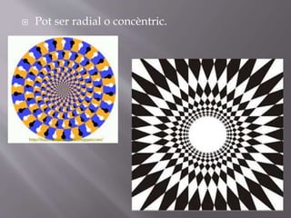  Pot ser radial o concèntric.
 