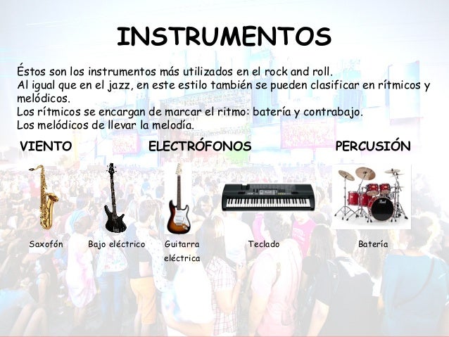 Resultado de imagen de que instrumentos se usa en el Rock and roll7