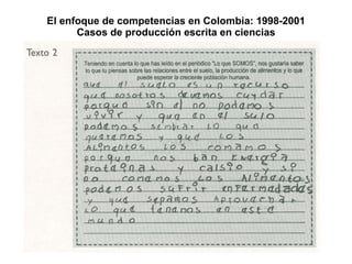 El enfoque de competencias en Colombia: 1998-2001 Casos de producci ón escrita en ciencias 