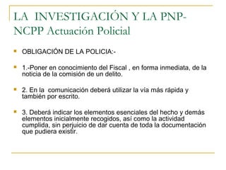 El rol del fiscal y la policia en el ncpp | PPT