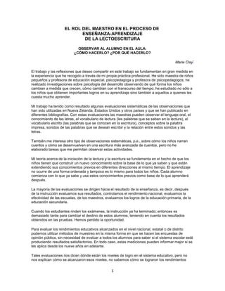 El rol del maestro en el proceso de lecto escritura | PDF