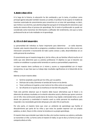 El rol del maestro y la importancia de la motivación para aprender | DOCX
