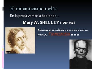El romanticismo inglés <ul><li>En la prosa vamos a hablar de... </li></ul>Mary W. SHELLEY  (1797-1851) Precursora del géne...