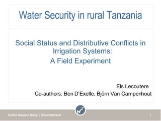 Water Security in rural Tanzania ,[object Object],[object Object],[object Object],[object Object]