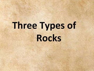 EARTH AND LIFE SCIENCE
Module
4
Three Types of
Rocks
 