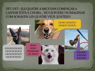 GUAU GUAUUU
                          GUAUU GUAUU




                 MIAU
IOIOIOIOIOIOI    MIAU
 OIOIOIOIOIOI   MARRAMI
                                        KIKIRIKI
 OIOIOIOIOIOI   AU MIAU
                                        KIKIKIRI
 OIOIOIOIOIO
                                        KIKIRIKI
 