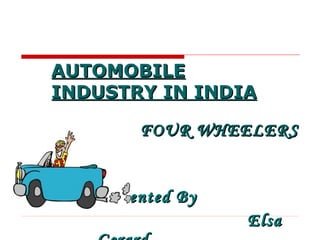 AUTOMOBILE INDUSTRY IN INDIA FOUR WHEELERS Presented By Elsa Gerard 