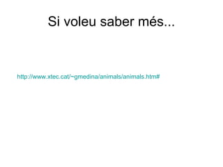 Si voleu saber més...
http://www.xtec.cat/~gmedina/animals/animals.htm#
 