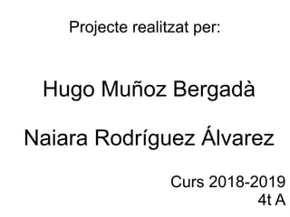 Projecte realitzat per:
Hugo Muñoz Bergadà
Naiara Rodríguez Álvarez
Curs 2018-2019
4t A
 