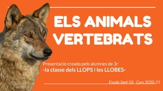 ELS ANIMALS
VERTEBRATS
Presentació creada pels alumnes de 3r
-la classe dels LLOPS i les LLOBES-
Escola Sant Gil - Curs 2020-21
 