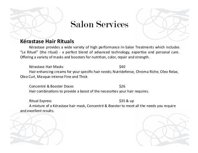 Edouard de Paris Salon & Spa Menu