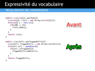 Expressivité du vocabulaire
Versus densité des commentaires
 