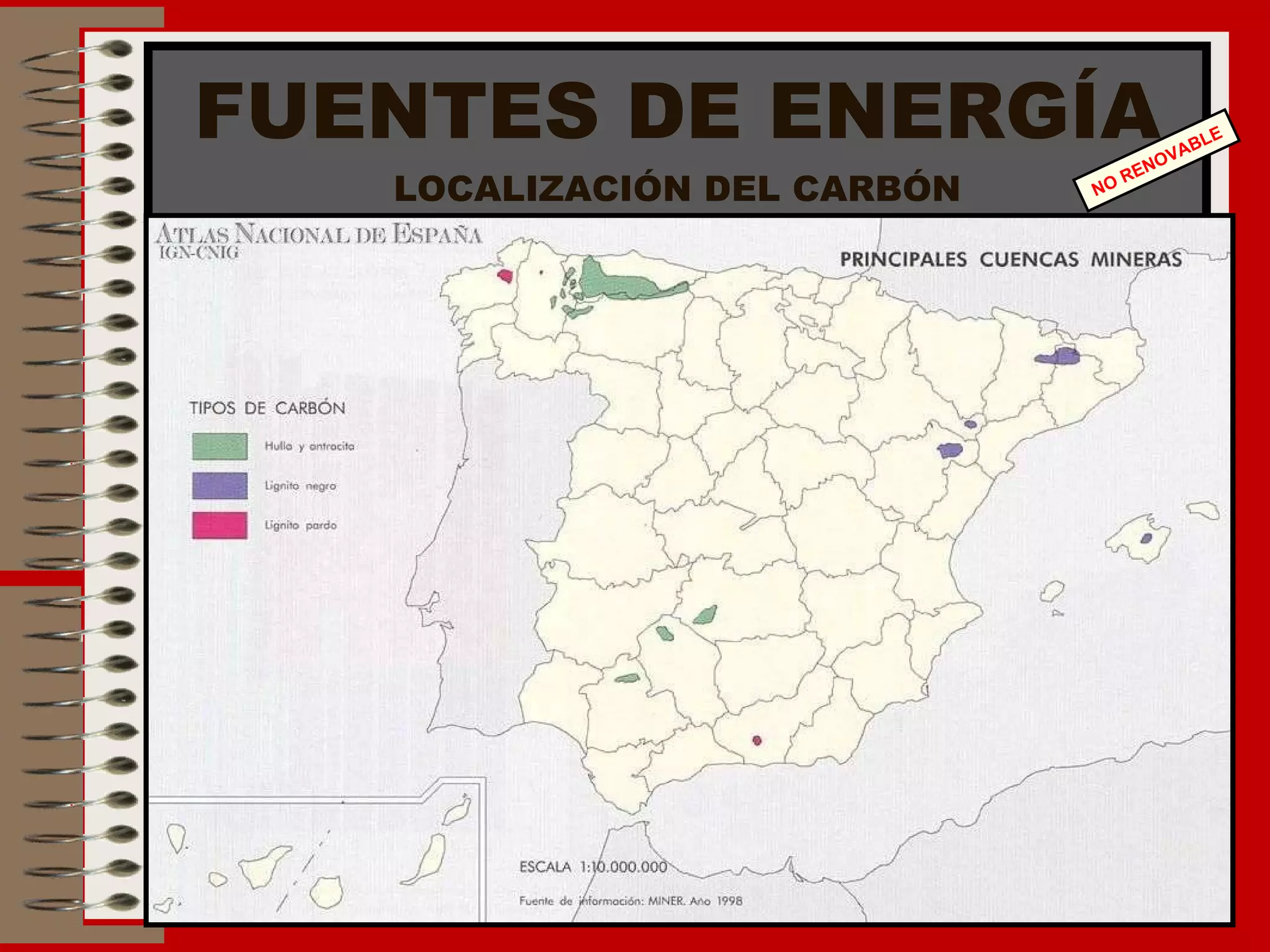 FUENTES DE ENERGÍA LOCALIZACIÓN DEL CARBÓN NO RENOVABLE 