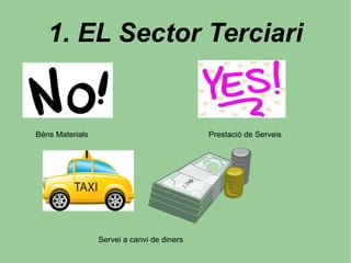 1. EL Sector Terciari
Béns Materials Prestació de Serveis
Servei a canvi de diners
 