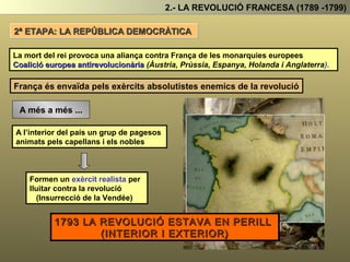 2.- LA REVOLUCIÓ FRANCESA (1789 -1799)
Això provoca que ...
Les classes populars, ( Els Sans-culottes )
Els Sans-culottes consideren que el rei és un traïdor i que els govern dels girondins
no els representa ni fan prou per donar resposta a les seves necessitats.
ja no se’n refien ni del rei, ni tampoc del govern dels girondins
 