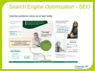 Search Engine Optimization - SEO Insertar palabras clave en el text body 